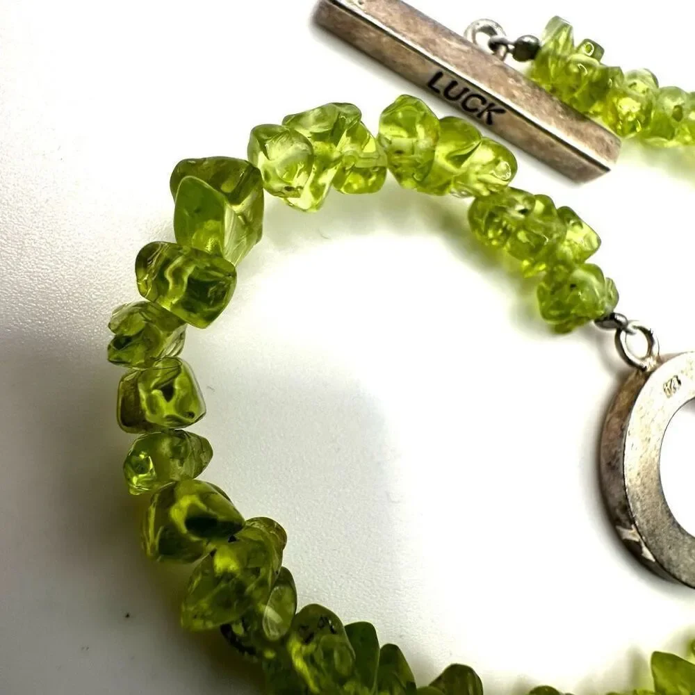 Peridot sterling silver luck toggle bracelet